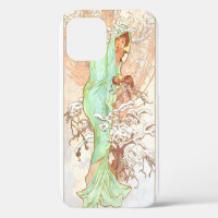 Alphonse Mucha Winter Vintage Art Nouveau Gemälde