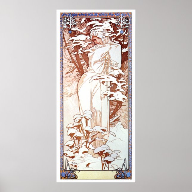 Alphonse Mucha - Winter White Poster (Vorne)