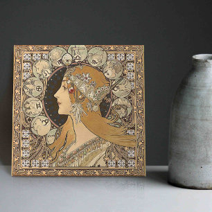 Alphonse Mucha ZODIAC 1896 Jugendstil Vintag Fliese