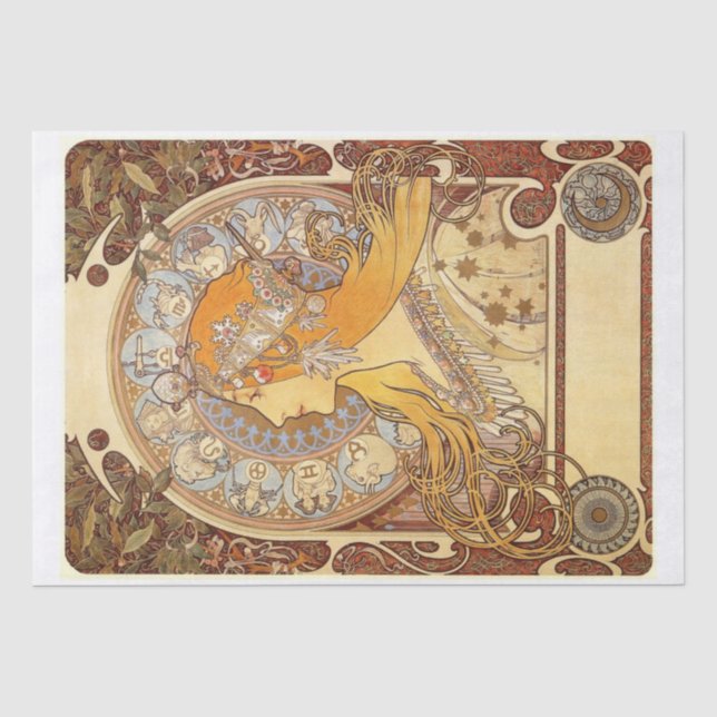 Alphonse Mucha | Zodiac -1896 Seidenpapier (Vorderseite)