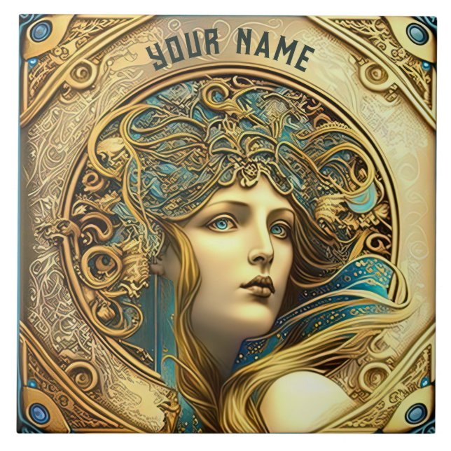 Alphonse Mucha Zodiac Deco Jugendstil Ceram Fliese (Vorderseite)