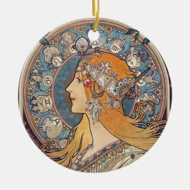 Alphonse Mucha , “Zodiac” Keramikornament (Vorne)