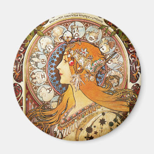 Alphonse Mucha Zodiac Magnet