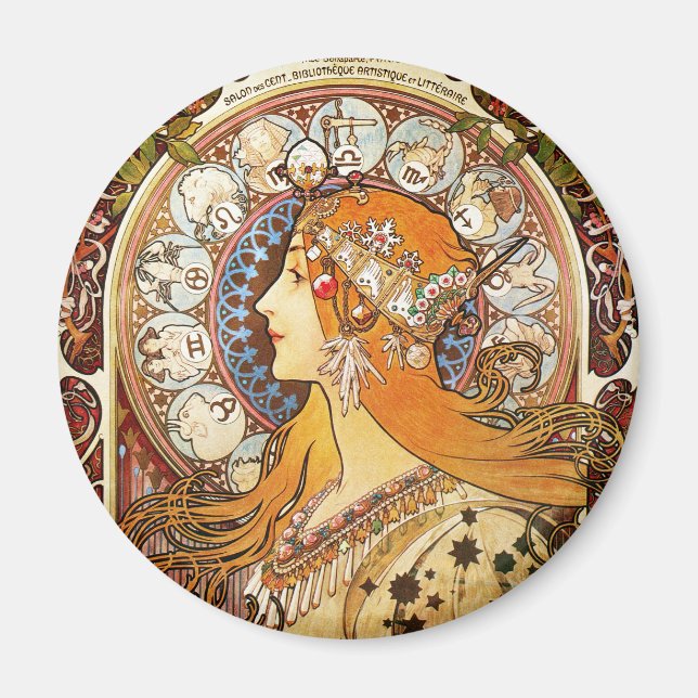 Alphonse Mucha Zodiac Magnet (Vorne)