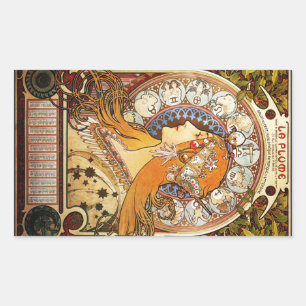 Alphonse Mucha Zodiac Rechteckiger Aufkleber