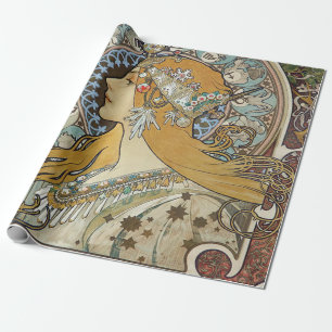Alphonse Mucha Zodiac Reloring Geschenkpapier