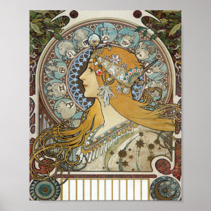 Alphonse Mucha Zodiac Reloring Poster
