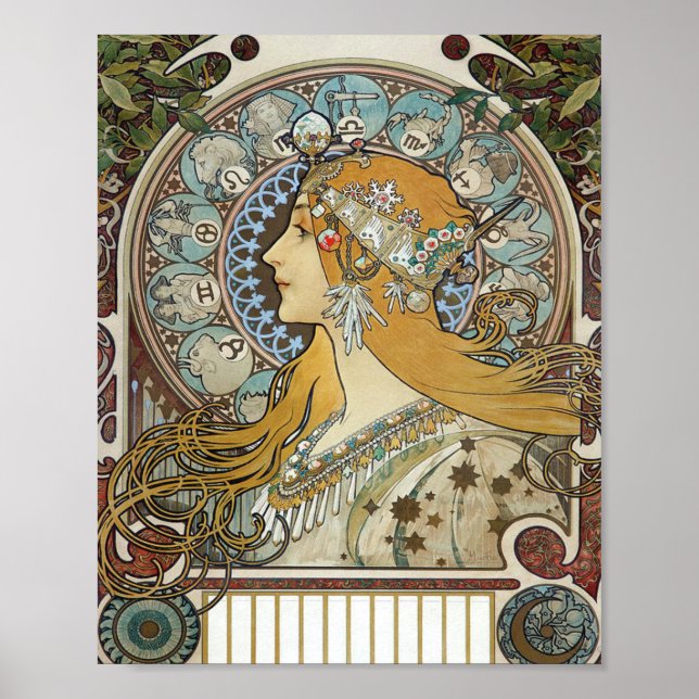 Alphonse Mucha Zodiac Reloring Poster (Vorne)