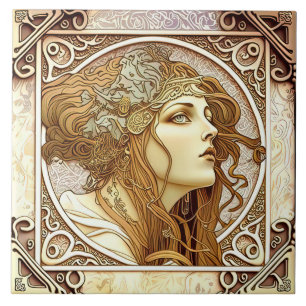 Alphonse Mucha Zodiak-Wanddekoration Art Nouveau K Fliese