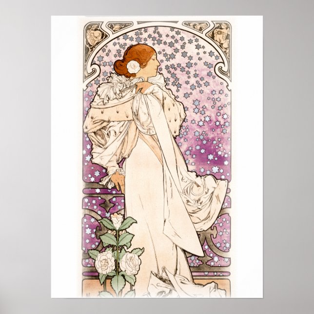 Alphonse Mucha | Zodiaque | La dame, aux camelias Poster (Vorne)