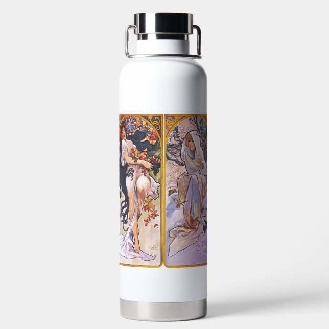 Alphonso Mucha Illustrationen. Art Nouveau Trinkflasche (Rückseite)