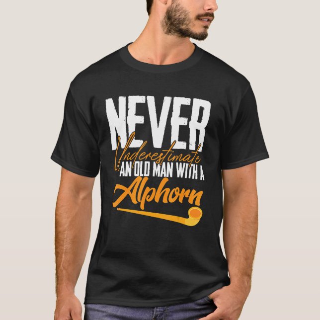 Alphorn Altes Musikinstrument Schweiz Alpen T-Shirt (Vorderseite)