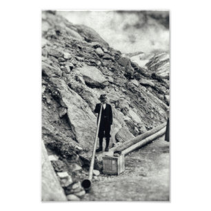 Alphorn Monochrom Vintage Alpenhorn-Musik Fotodruck