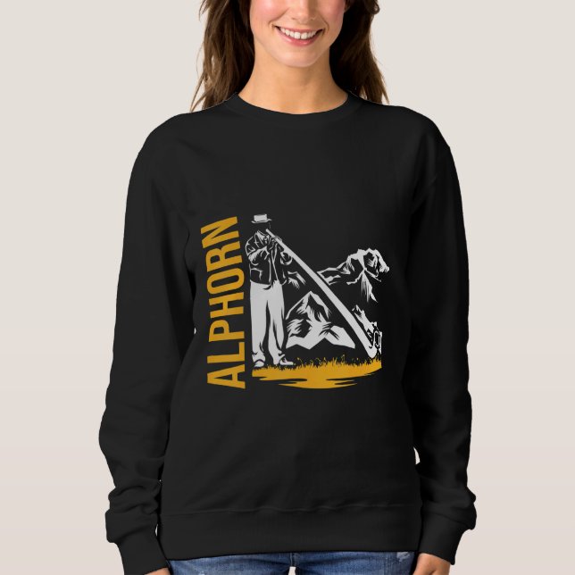 Alphorn Natural Horn Schweiz Sweatshirt (Vorderseite)