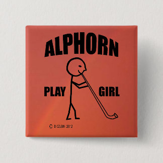 Alphorn Play Girl Button