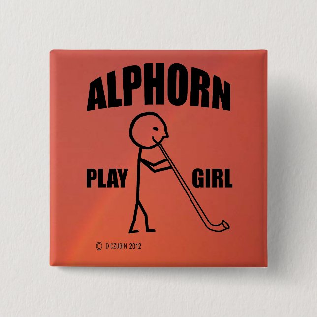 Alphorn Play Girl Button (Vorderseite)