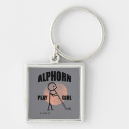 Alphorn Play Girl Schlüsselanhänger