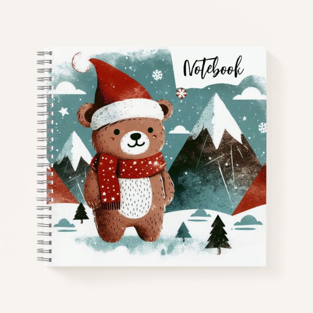 Alpin Cheer - Santa Bear im Schneegebiet Notizbuch (Vorderseite)