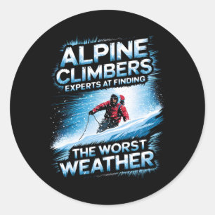 Alpin-Kletterexperten beim Finden des schlechteste Runder Aufkleber