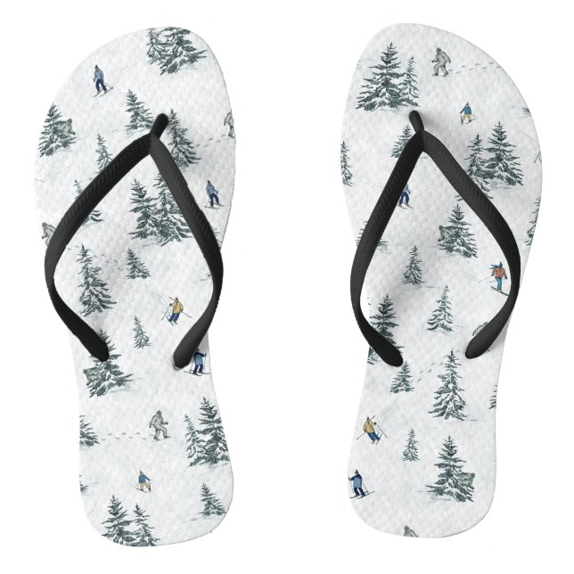Alpin Ski und Hidden Yetis - Abfahrt Skifahren Flip Flops (Fußbett)