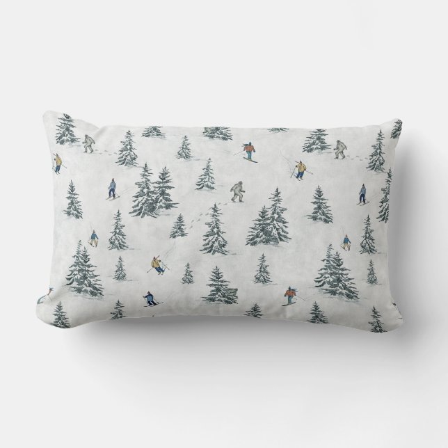 Alpin Ski und Hidden Yetis - Abfahrt Skifahren Lendenkissen (Vorderseite)