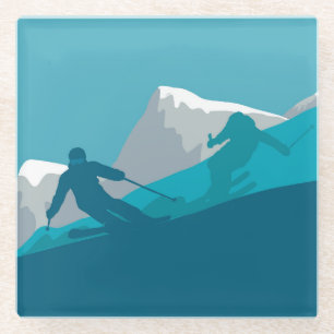 Alpin Skifahren Glasuntersetzer