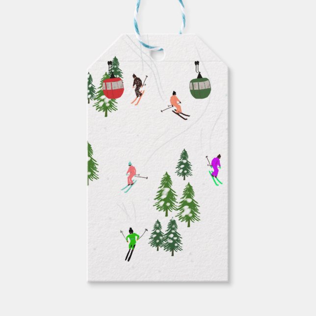 Alpin Skifahren | Gondelbahn Skifahrer Geschenkanhänger (Vorderseite)