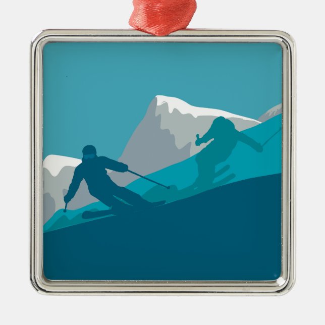 Alpin Skifahren Ornament Aus Metall (Vorne)