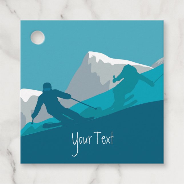 Alpin Skifahren Personalisiert Geschenkanhänger (Vorderseite)