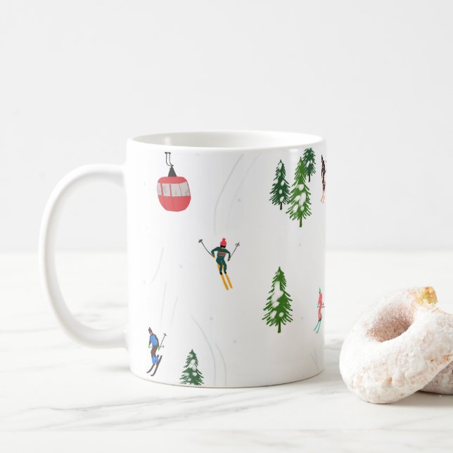 Alpin Skifahren | Skiurlauber Winter Kaffeetasse (Mit Donut)