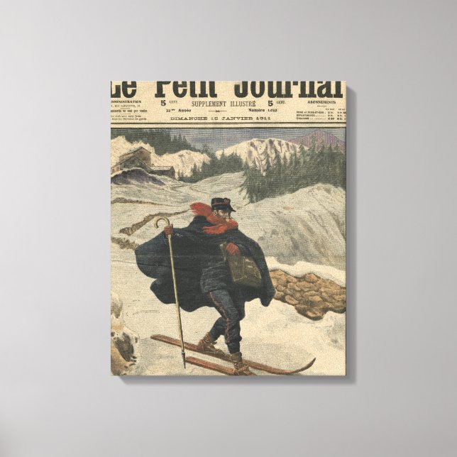 Alpinaufseher mit Ski Leinwanddruck (Vorderseite)
