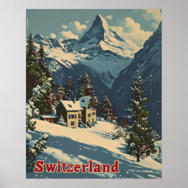 Alpine Charme: Vintages Schweizer Dorf Postkarte Poster