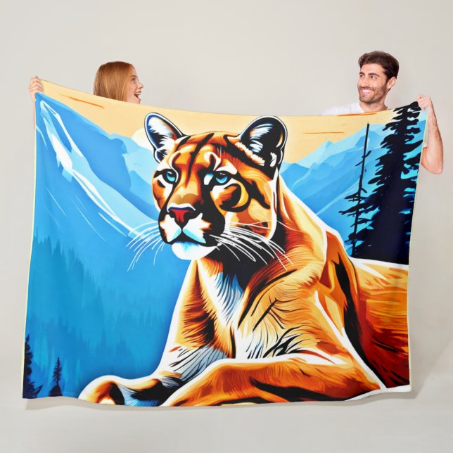 Alpine Cougar View Design Fleecedecke (Beispiel)