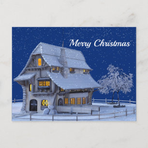 Alpine House Snow Graphic Christmas Postkarte