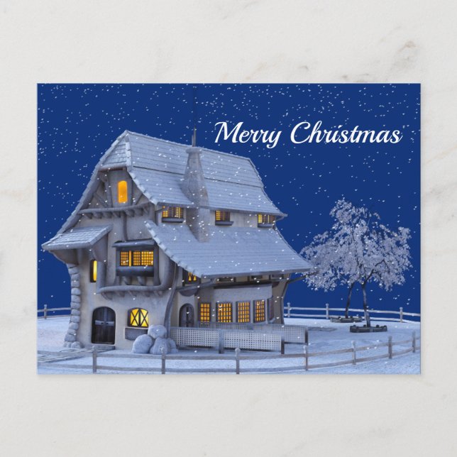Alpine House Snow Graphic Christmas Postkarte (Vorderseite)