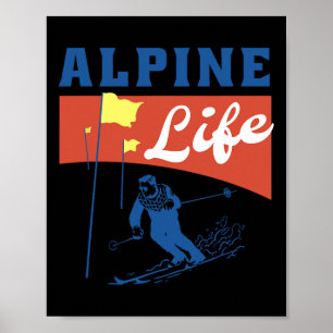 Alpine Life – Retro-Ski-Grafik für Wintersport Poster