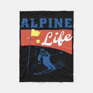 Alpine Life - Retro-Skigrafik für den Wintersport Fleecedecke