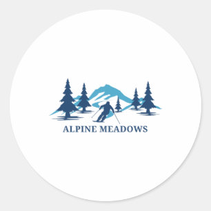 Alpine Meadows Kalifornien Skigebiet Skifahren Ski Runder Aufkleber