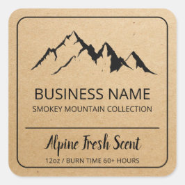Alpine Mountain Kraft Brown Soy Candle Labels Quadratischer Aufkleber