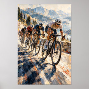 Alpine Radfahr-Peloton Expressives Rennwandbild Poster
