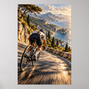Alpine Radfahr-Wandkunst – Malerische Berglandscha Poster