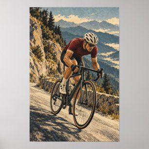 Alpine Radfahrer Bergfahrrad Sport Wand A Poster