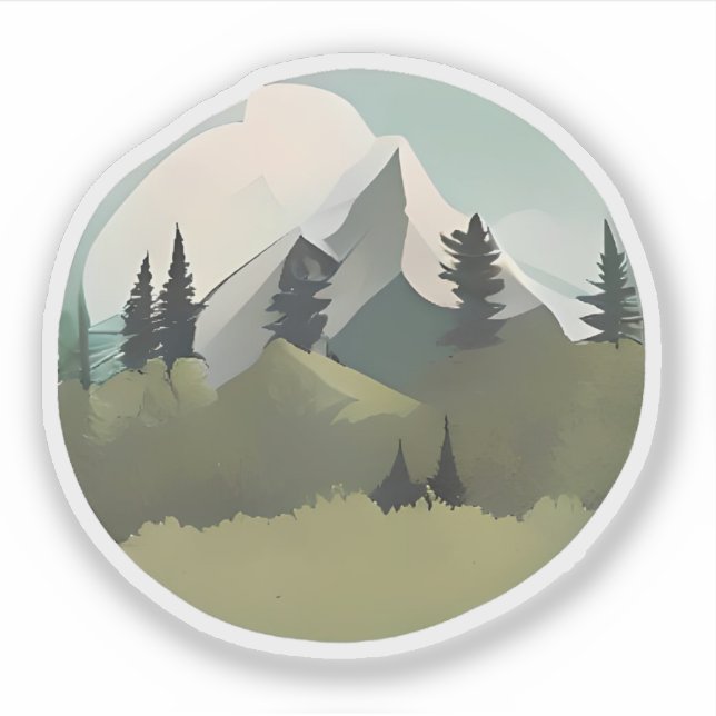 Alpine Ruhe: Berge und schneebedeckte Gipfel Aufkleber (Vorderseite)