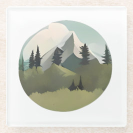 Alpine Serenity: Hills and Snow-Capped Peaks Glasuntersetzer