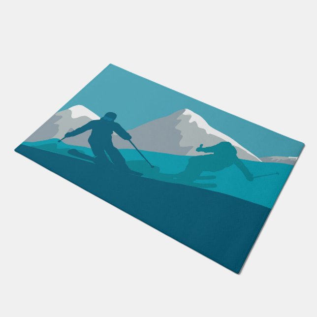 Alpine Skiern Skifahren Fußmatte (Schrägansicht)