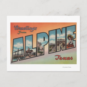 Alpine, TexasGroße BuchstabenszenenAlpine, TX Postkarte