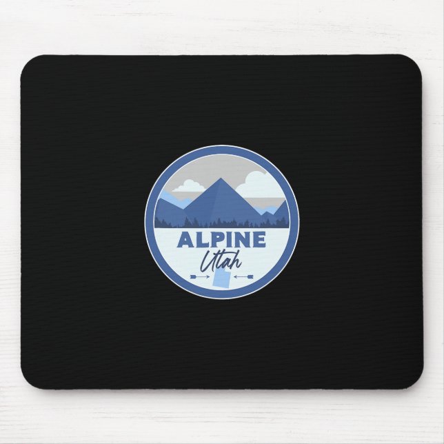 Alpine Utah Ut Mountains Badge Hiking Souvenir  Mousepad (Vorne)