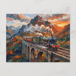 Alpine Viadukt Dampflokzug Postkarte
