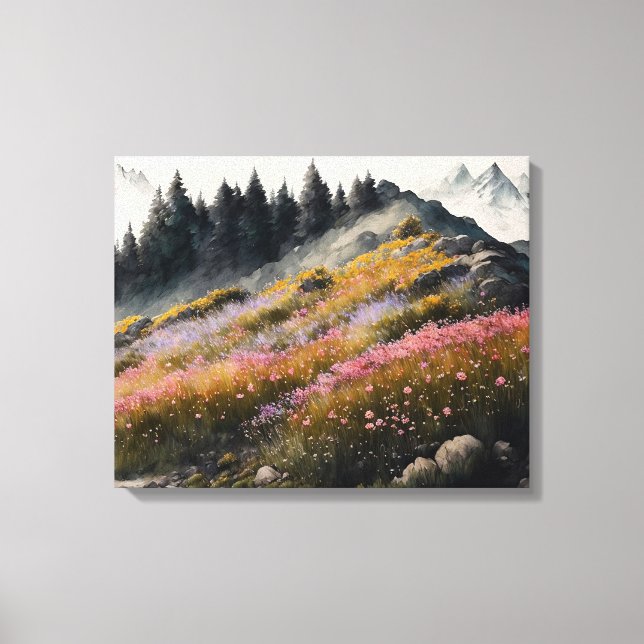 Alpine Wiesen Kunst Leinwanddruck (Vorderseite)