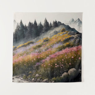 Alpine Wiesen Kunst Wandteppich